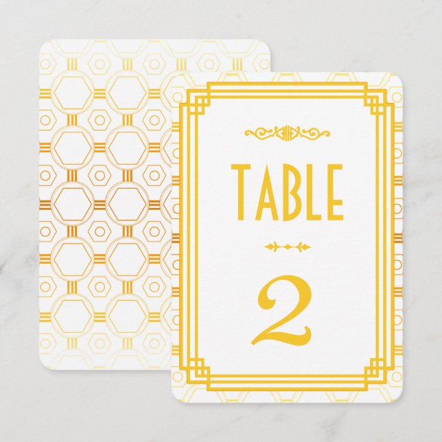 Art Deco Gold Wedding Table Numbers (Front/Back)