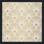 Art Deco: Gold-White Elegance. Faux Canvas Print<br><div class="desc">Art Deco Pattern. Seamless white and gold background. Metallic shells or scales lace ornament. Minimalistic geometric design. Vintage lines. 1920-30s motifs. Luxury vintage wedding decoration Roaring 20s Art: Metallic Shells and Geometric decor. Art Deco Elegance: Metallic Shells and Vintage Lines. pattern, deco, gold, geometric, seamless, background, texture, steampunk, fan, leaves,...</div>
