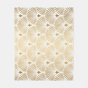 Art Deco: Gold-White Elegance. Fleece Blanket