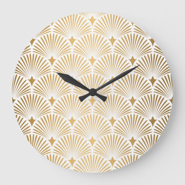 Art Deco: Gold-White Elegance. Large Clock (Front)