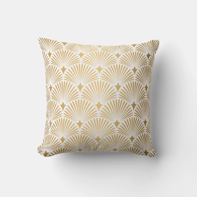 Art Deco: Gold-White Elegance. Throw Pillow (Front)
