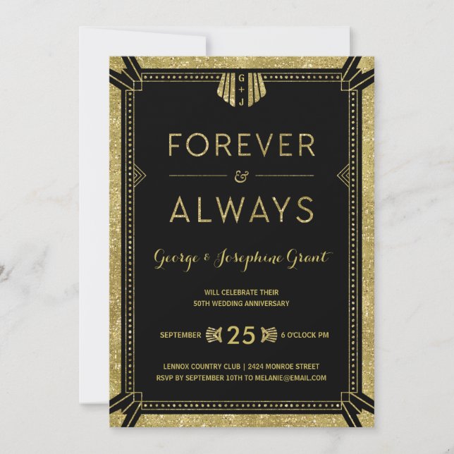 Art Deco | Golden Anniversary Party Invitation (Front)