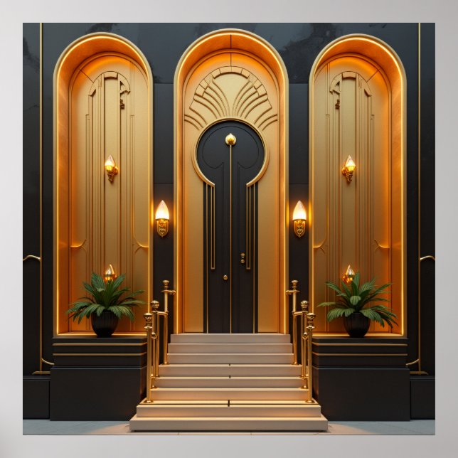 Art Deco Golden Door Entrance Luxury Poster (Front)