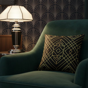 Art deco golden elegant design throw pillow 