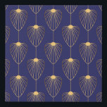 Art Deco golden floral: elegant. Faux Canvas Print<br><div class="desc">Elegant Art Deco style seamless pattern with golden floral/fan shape motifs on midnight blue background. Metallic gold gradient repeat Vintage pattern with teardrop motifs. Indulge in the Art Deco splendour with golden motifs on midnight blue. Golden art deco motifs exude elegance on a midnight blue background. art, deco, pattern, floral,...</div>