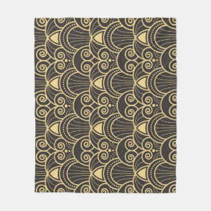 Art Deco: Golden Geometric Tiles. Fleece Blanket
