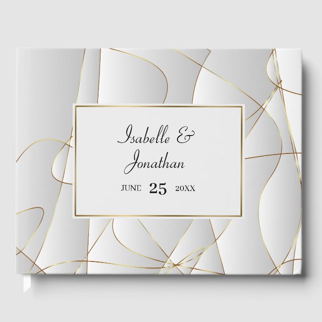 Art Deco Golden Lines  Guest Book (Front)