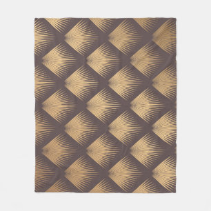 Art Deco Golden: Minimalistic Seamless Fleece Blanket
