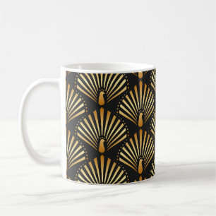 Art deco golden peacock pattern coffee mug