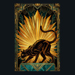 Art Deco Golden Radiance Black Cat Wall Art<br><div class="desc">A sleek black feline stretches gracefully against a magnificent golden sunburst. Featuring sharp geometric rays and a deep teal marble pedestal, this 1920s-inspired masterpiece brings a bold architectural energy to any modern interior or gallery wall.</div>