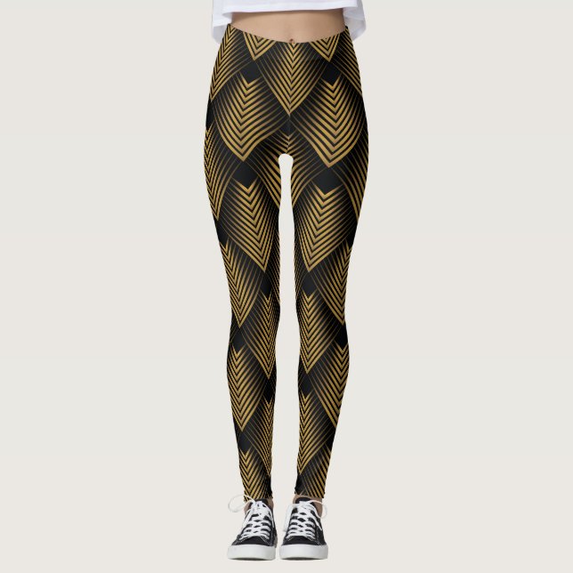 Art Deco: Golden Squares, Corner Wallpaper. Leggings (Front)