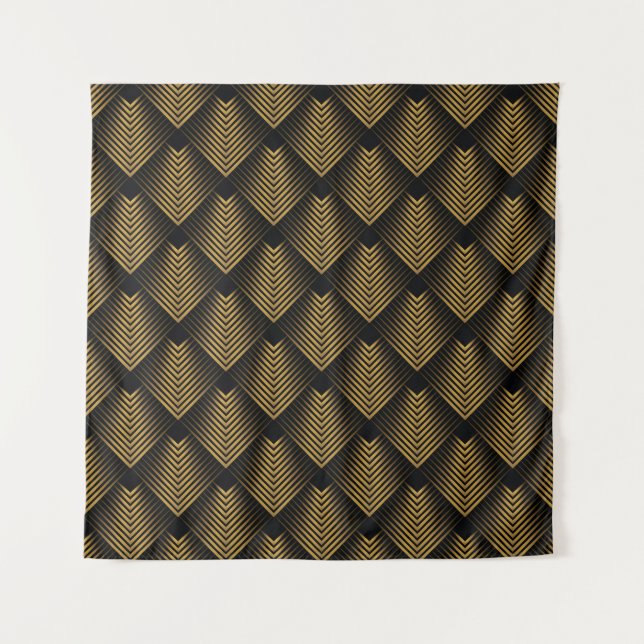 Art Deco: Golden Squares, Corner Wallpaper. Tapestry (Front)
