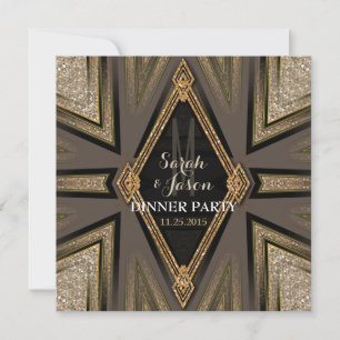 Art Déco Goldy Romance Dîner Invitations