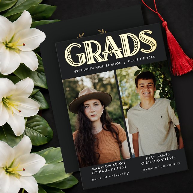 Art Deco GRADUATES 2 Photo Foil Announcement (Creator Uploaded)