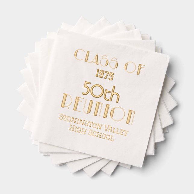 Art Deco Graduation Milestone Reunion #1 Foil Napkins (Insitu (Stacked))