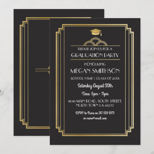Art Deco Graduation Party Invite Gold 1920s Gatsby