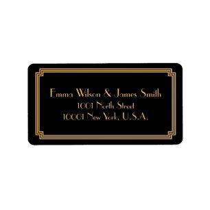 Art Déco Grand Gatsby Black Gold Étiquettes de adr