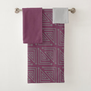 Art Deco Gray Mazes Bath Towel Set