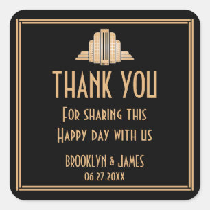 Art Deco Great Gatsby Black Wedding Stickers