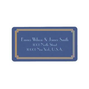 Art Deco Great Gatsby Blue Gold Address Labels