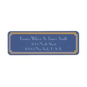 Art Deco Great Gatsby Blue Return Address Labels