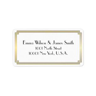 Art Deco Great Gatsby Gold White Address Labels