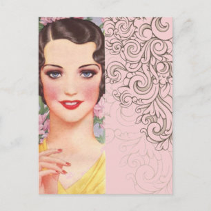 Art deco great gatsby Parisian fashionista Postcard
