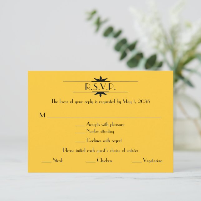 Art Deco Great Gatsby Reply Card (Standing Front)
