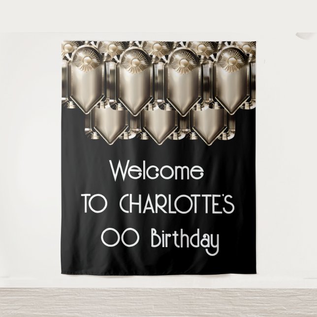 Art deco great gatsby style backdrop wall hanging tapestry (Front)