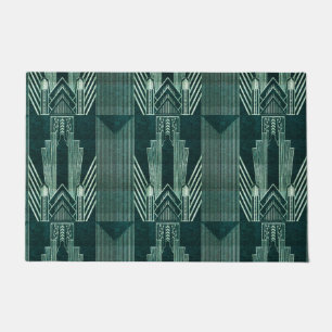Art deco, Green,black, pattern,art nouveau,vintage Doormat