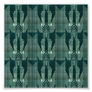 Art deco, Green,black, pattern,art nouveau,vintage Photo Print