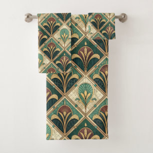 Art Deco Green Emerald Bath Towel Set