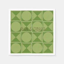 Art Deco Green Retro Geometric Monogrammed Wedding