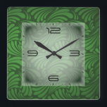 Art Deco green Square Wall Clock<br><div class="desc">Great clock design. You will love it like others. Be free to use this design for other product you like or to customize and add your text. Follow me for more. Thank you. Have a nice day.</div>
