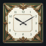 Art Deco Green Square Wall Clock<br><div class="desc">Great clock design. You will love it like others. Be free to use this design for other product you like or to customize and add your text. Follow me for more. Thank you. Have a nice day.</div>