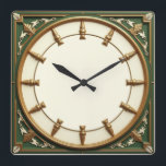Art Deco Green Square Wall Clock<br><div class="desc">Great clock design. You will love it like others. Be free to use this design for other product you like or to customize and add your text. Follow me for more. Thank you. Have a nice day.</div>