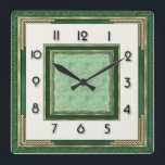Art Deco Green Square Wall Clock<br><div class="desc">Great clock design. You will love it like others. Be free to use this design for other product you like or to customize and add yoru text. Follow me for more. Thank you. Have a nice day.</div>