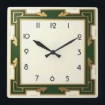 Art Deco Green Square Wall Clock<br><div class="desc">Great clock design. You will love it like others. Be free to use this design for other product you like or to customize and add your text. Follow me for more. Thank you. Have a nice day.</div>