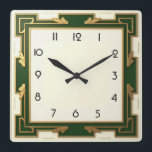 Art Deco Green Square Wall Clock<br><div class="desc">Great clock design. You will love it like others. Be free to use this design for other product you like or to customize and add your text. Follow me for more. Thank you. Have a nice day.</div>