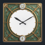 Art Deco Green Square Wall Clock<br><div class="desc">Great clock design. You will love it like others. Be free to use this design for other product you like or to customize and add your text. Follow me for more. Thank you. Have a nice day.</div>