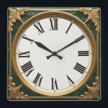 Art Deco Green Square Wall Clock<br><div class="desc">Great clock design. You will love it like others. Be free to use this design for other product you like or to customize and add your text. Follow me for more. Thank you. Have a nice day.</div>