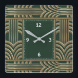 Art Deco green Square Wall Clock<br><div class="desc">Great clock design. You will love it like others. Be free to use this design for other product you like or to customize and add your text. Follow me for more. Thank you. Have a nice day.</div>