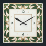 Art Deco Green Square Wall Clock<br><div class="desc">Great clock design. You will love it like others. Be free to use this design for other product you like or to customize and add your text. Follow me for more. Thank you. Have a nice day.</div>