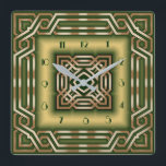 Art Deco green Square Wall Clock<br><div class="desc">Great clock design. You will love it like others. Be free to use this design for other product you like or to customize and add your text. Follow me for more. Thank you. Have a nice day.</div>