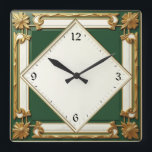 Art Deco Green Square Wall Clock<br><div class="desc">Great clock design. You will love it like others. Be free to use this design for other product you like or to customize and add your text. Follow me for more. Thank you. Have a nice day.</div>