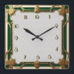 Art Deco Green Square Wall Clock<br><div class="desc">Great clock design. You will love it like others. Be free to use this design for other product you like or to customize and add your text. Follow me for more. Thank you. Have a nice day.</div>