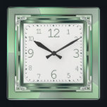 Art Deco green Square Wall Clock<br><div class="desc">Great design. You will love it like others. Be free to use this design for other product or to add your text. Follow me for more. Thank you. Have a nice day.</div>