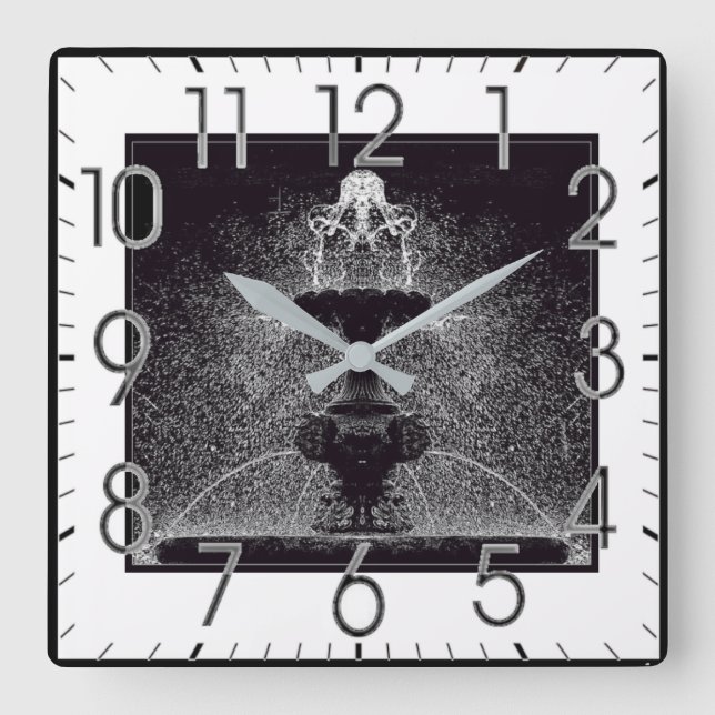 Art Deco grey Square Wall Clock (Front)
