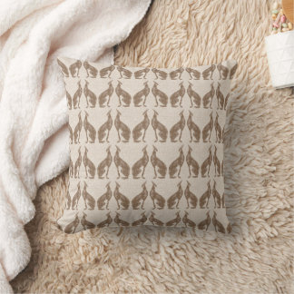 Art Deco Greyhound Natural Throw Pillow