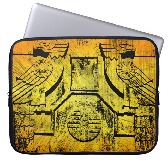 Art Deco Grunge Bald Eagles Laptop Computer Sleeve (Front)